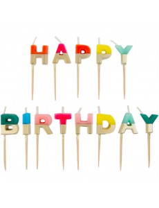 Velas Happy Birthday Arco-Íris